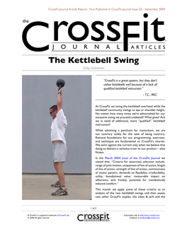 The Kettlebell Swing Greg Glassman