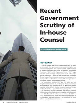 Recent Government Scrutiny of In-House Counsel