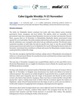 Cabo Ligado Weekly: 9-15 November Published 17 November 2020