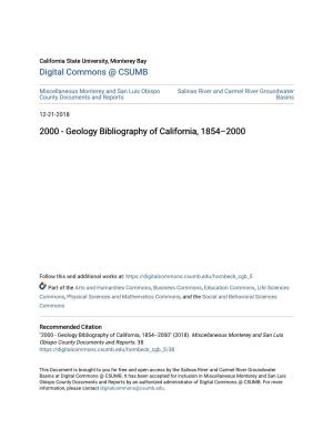 Geology Bibliography of California, 1854–2000