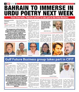 4Bahrain to Immerse in Urdu Poetry Next Week