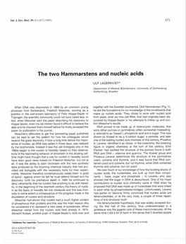 The Two Hammarstens and Nucleic Acids
