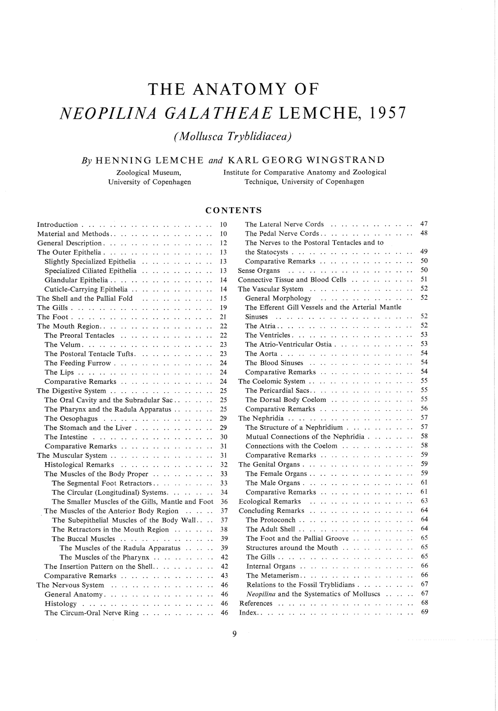 THE ANATOMY of NEOPILINA GALATHEAE LEMCHE. 1957 (Molluscs Tryblidiacea)