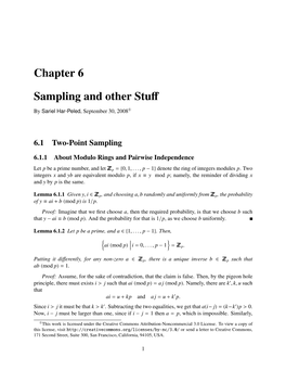 Chapter 6 Sampling and Other Stuff
