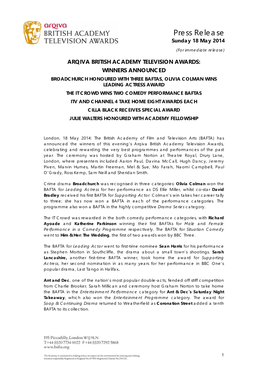 Press Release Sunday 18 May 2014