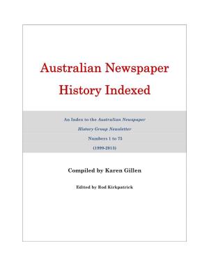 Australian Newspaper History Indexed