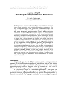 Language As Digital: a New Theory of the Origin and Nature of Human Speech