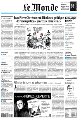 Jean-Pierre Chevènement Définit Une Politique De L'immigration
