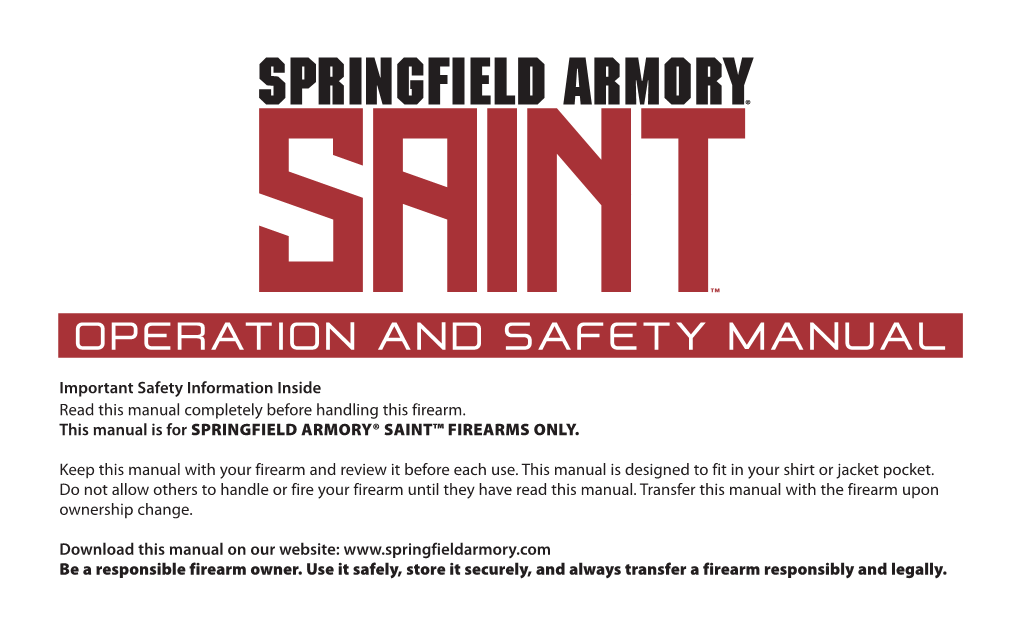 Springfield Armory Saint Operation Manual