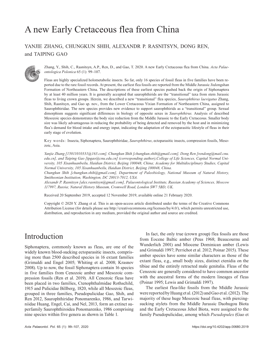 A New Early Cretaceous Flea from China