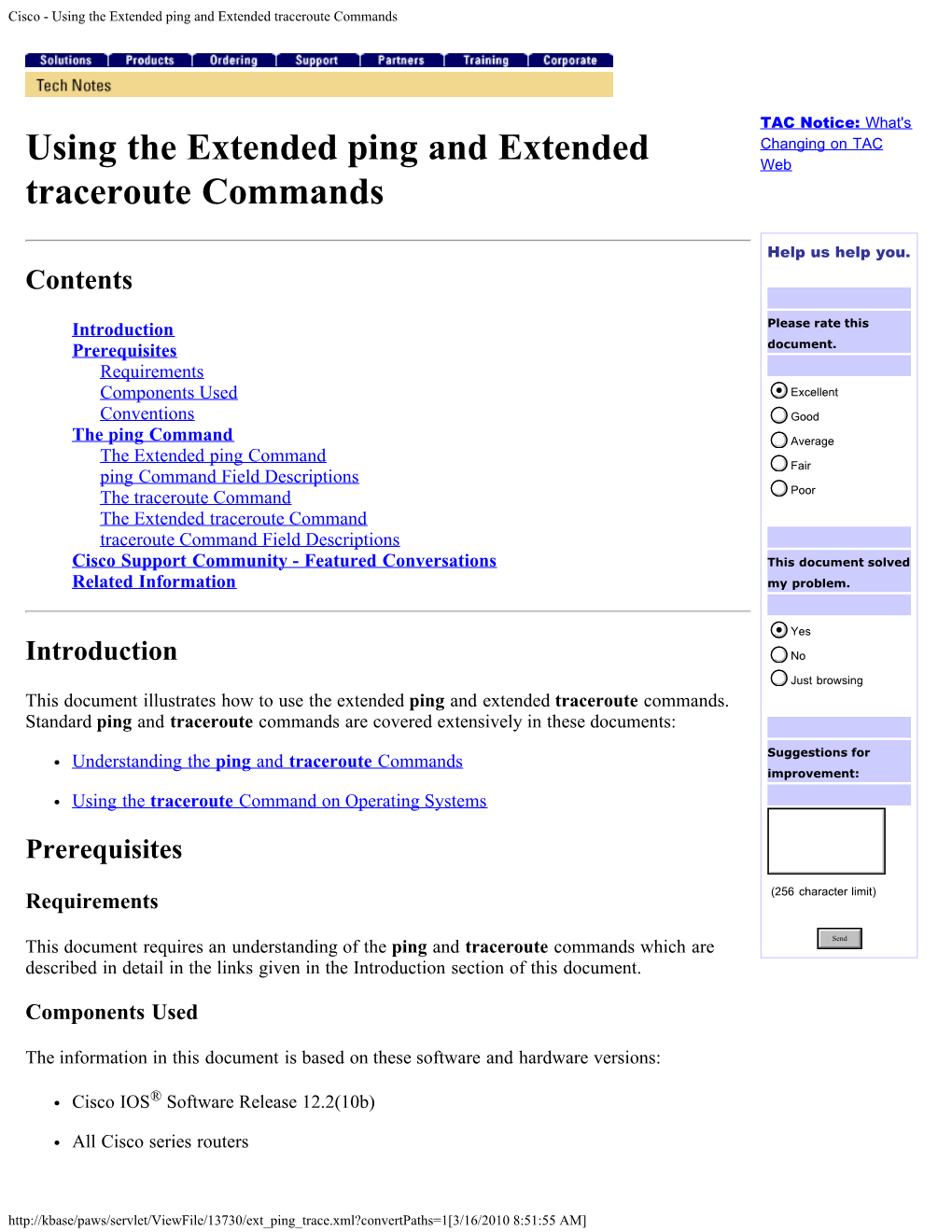 Using the Extended Ping and Extended Traceroute Commands