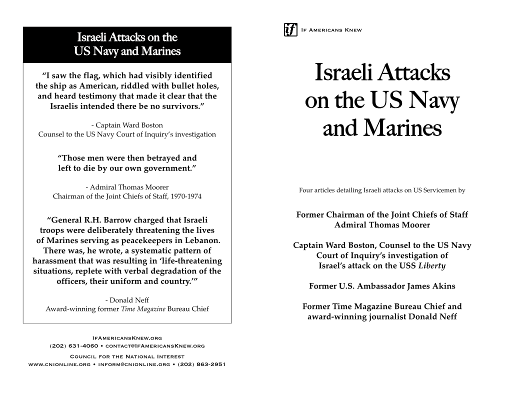 Israeli Attacks on the US Navy and Marines