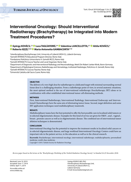 Interventional Oncology: Should Interventional Radiotherapy (Brachytherapy) Be Integrated Into Modern Treatment Procedures?
