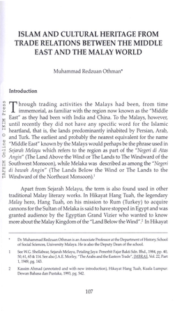 Islam and Cultural Heritage from Trade Relations Between the Middle East and the Malay World