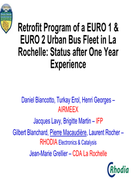 Retrofit Program of a Euro 1 Andn Euro 2 Urban Bus Fleet in La