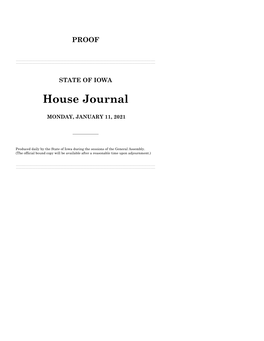 House Journal 01/11/2021