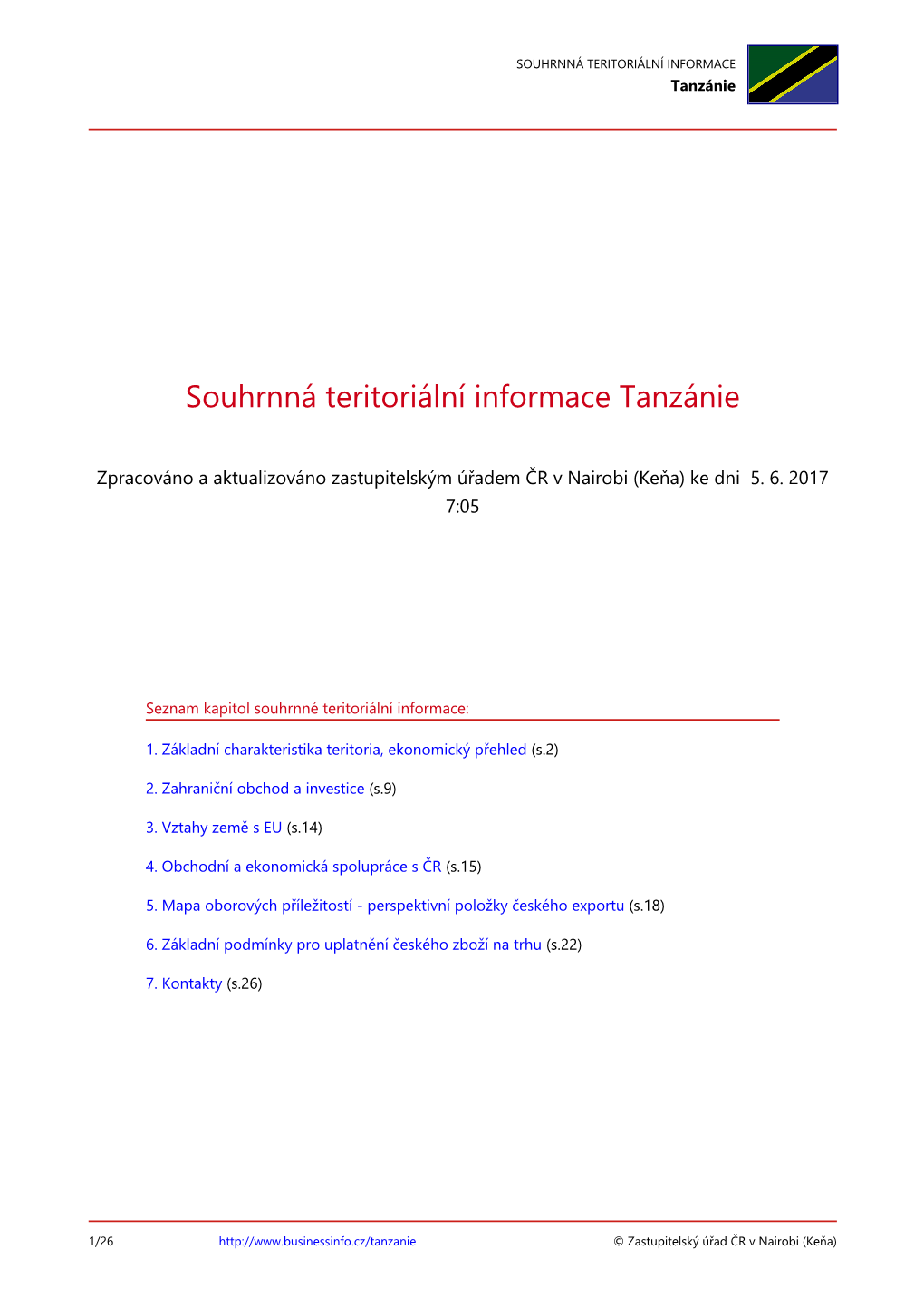 Souhrnná Terirotální Informace Tanzánie