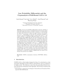 Low Probability Differentials and the Cryptanalysis of Full-Round