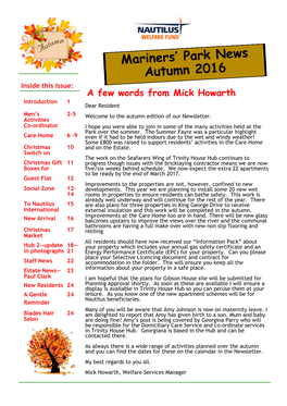 Mariners' Park News Autumn 2016