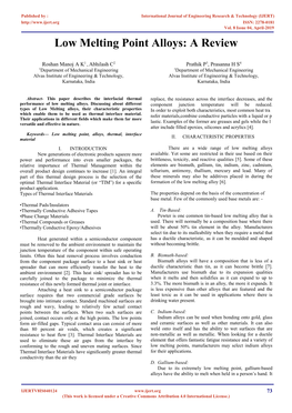 Low Melting Point Alloys: a Review