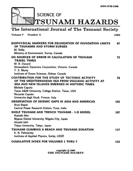 TSUNAMI HAZARDS the International Journal of the Tsunami Society Volume 7 Number 2 1989