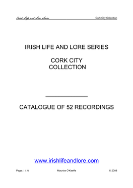 Irish Life and Lore Series Cork City Collection