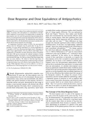 Dose Response and Dose Equivalence of Antipsychotics
