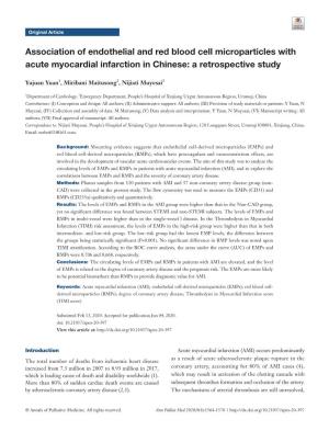 Association of Endothelial and Red Blood Cell Microparticles with Acute Myocardial Infarction in Chinese: a Retrospective Study