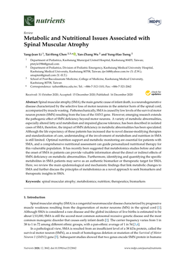 Metabolic and Nutritional Issues Associated with Spinal Muscular Atrophy