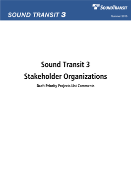 Sound Transit 3 Stakeholder Organizations