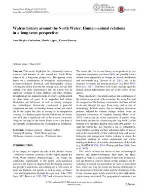 Walrus History Around the North Water: Human–Animal Relations in a Long-Term Perspective