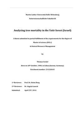 Analyzing Tree Mortality in the Yatir Forest (Israel)