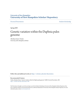 Genetic Variation Within the Daphnia Pulex Genome Abraham Eaton Tucker University of New Hampshire, Durham