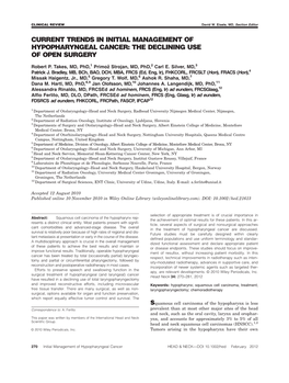 Current Trends in Initial Management of Hypopharyngeal Cancer: the Declining Use of Open Surgery