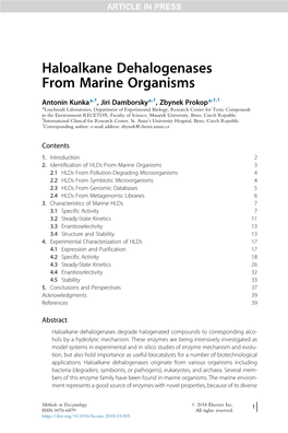 Haloalkane Dehalogenases from Marine Organisms