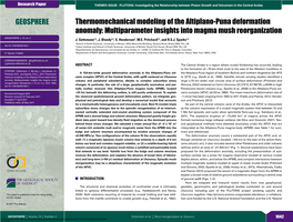 Thermomechanical Modeling of the Altiplano-Puna Deformation Anomaly: Multiparameter Insights Into Magma Mush Reorganization GEOSPHERE; V