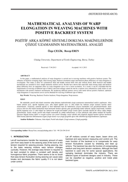 Mathematical Analysis of Warp Elongation in Weaving Machines with Positive Backrest System