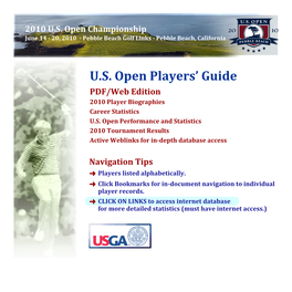 2010 U.S. Open Championship Players' Guide