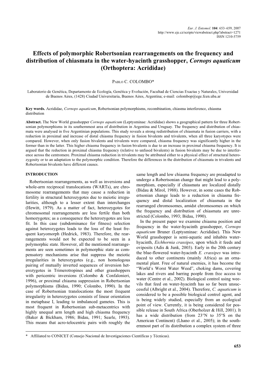 Effects of Polymorphic Robertsonian Rearrangements on the Frequency