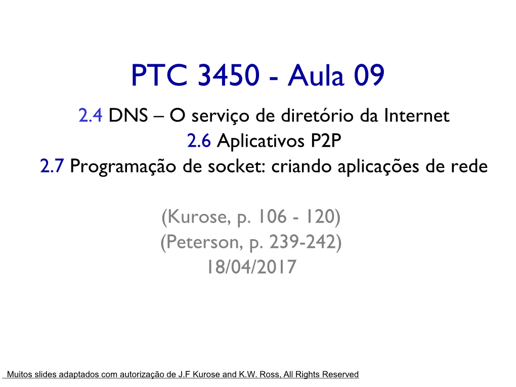 2.6 Aplicativos P2P 2.7 Programação De Socket: Criando Aplicações De Rede