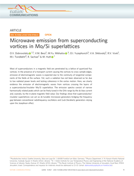 Microwave Emission from Superconducting Vortices in Mo/Si Superlattices