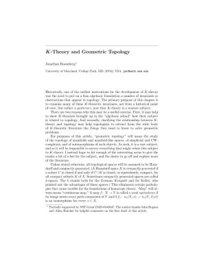 K-Theory and Geometric Topology