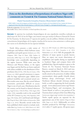 Data on the Distribution of Herpetofauna of Southern Niger With