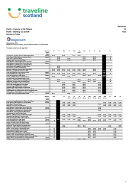 Comrie Or St Fillans 15 Perth - Stirling Via Crieff 15A Monday to Friday