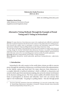 Alternative Voting Methods Through the Example of Postal Voting and E
