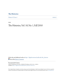 The Histories, Vol. 10, No. 1, Fall 2010