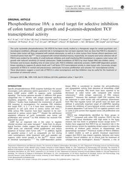 A Novel Target for Selective Inhibition of Colon Tumor Cell Growth and &Beta