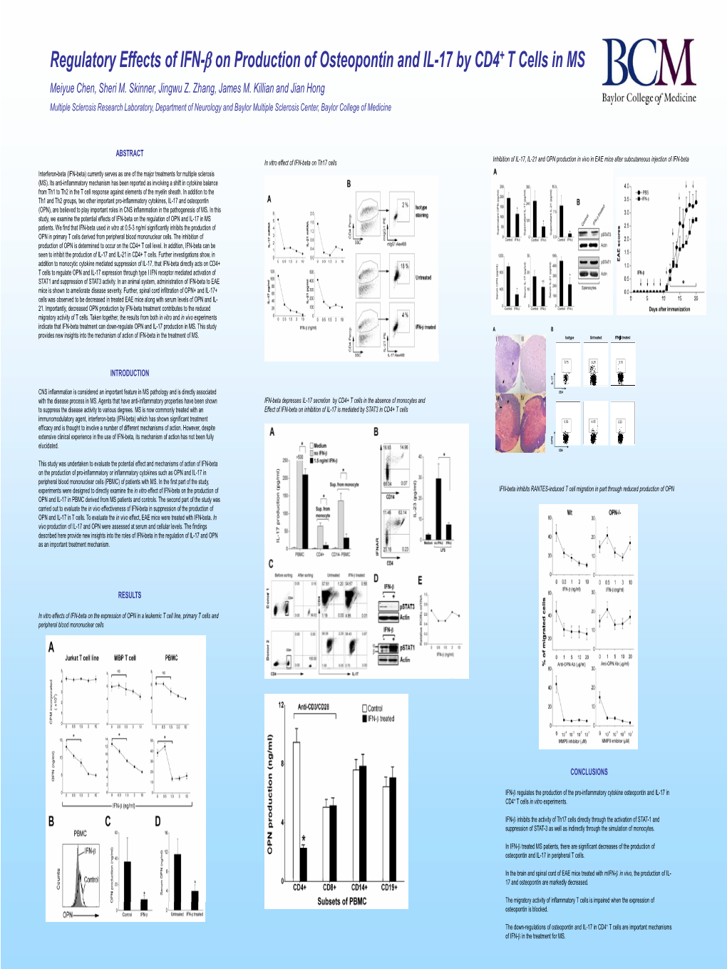 Regulatory Effects of IFN-Β on Production of Osteopontin and IL-17 by CD4+ T Cells in MS Meiyue Chen, Sheri M