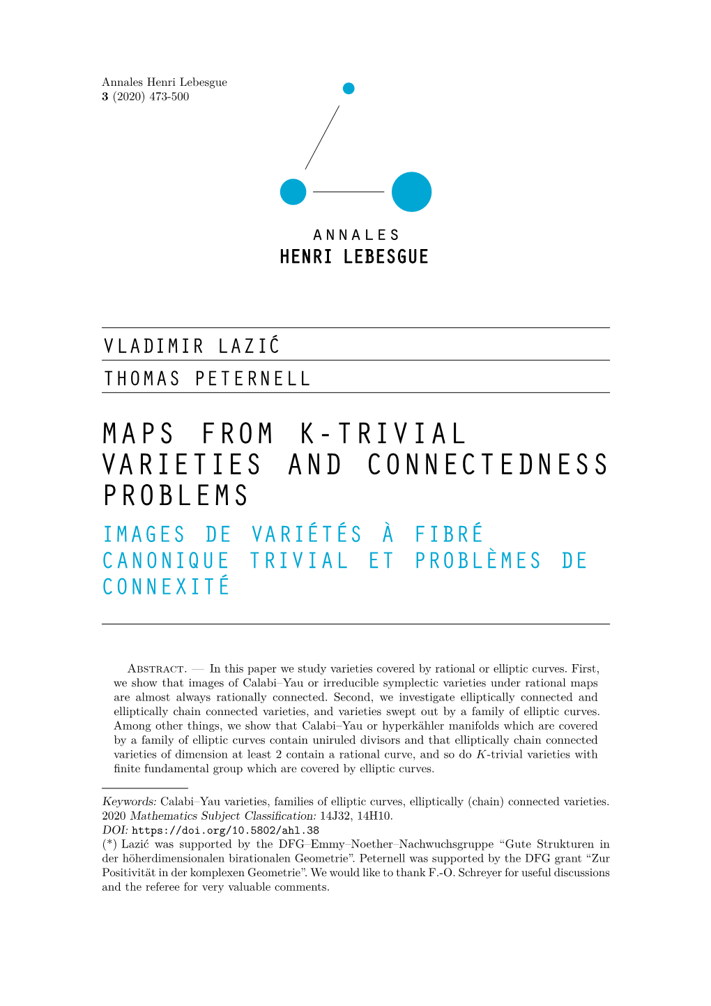 Maps from K-Trivial Varieties and Connectedness Problems