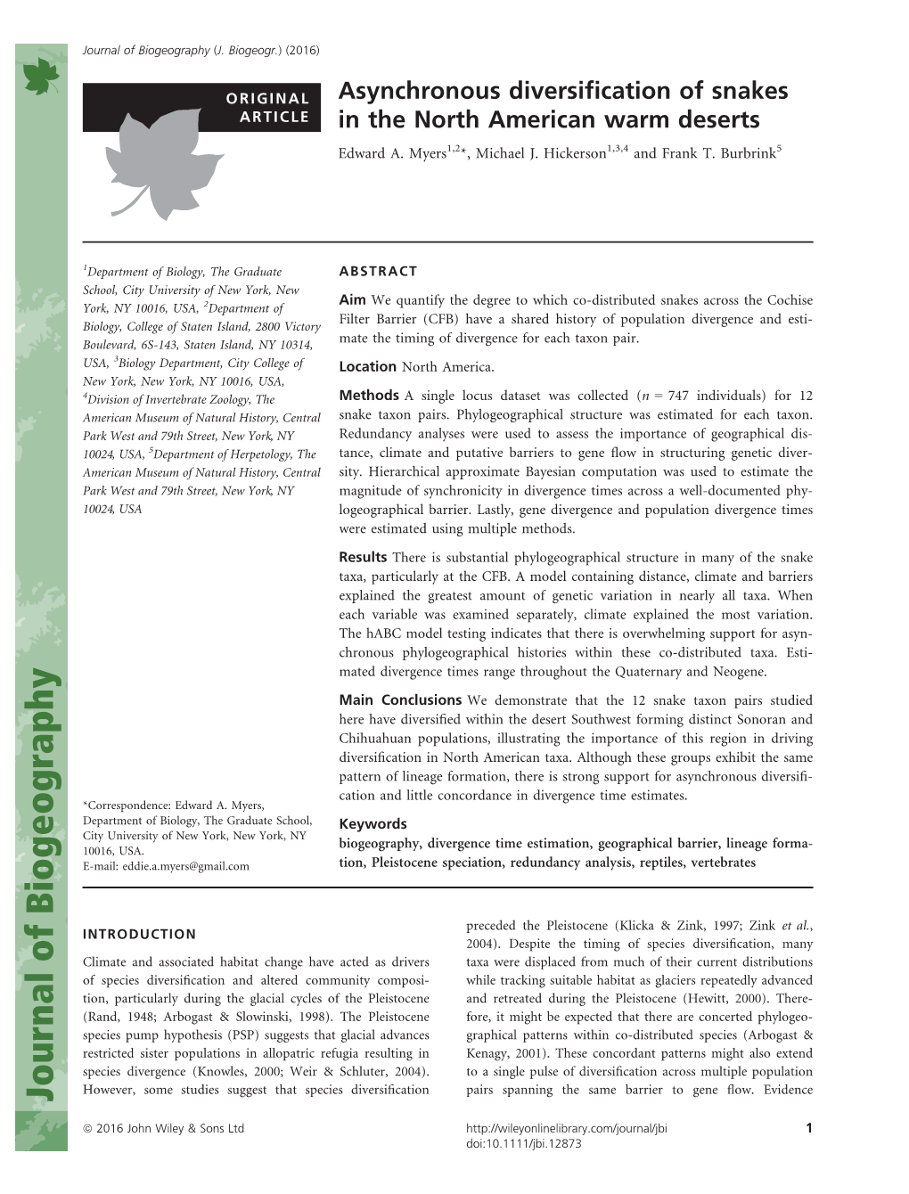 Asynchronous Diversification of Snakes in the North American Warm Deserts